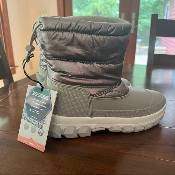 Hunter Metallic Silver Gray Intrepid Insulated Short Boots 7 NWT! - Picture 5 of 11